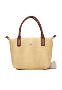 TOMMY HILFIGER - Tommy Hilfiger Torebka Popette Mini Tote Raffia AW0AW18523 Beżowy. Kolor: beżowy #3