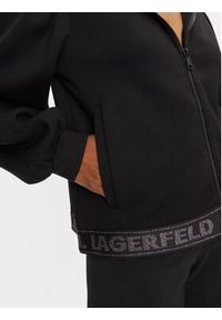 Karl Lagerfeld - KARL LAGERFELD Bluza 246W1803 Czarny Loose Fit. Typ kołnierza: dekolt w karo. Kolor: czarny. Materiał: wiskoza