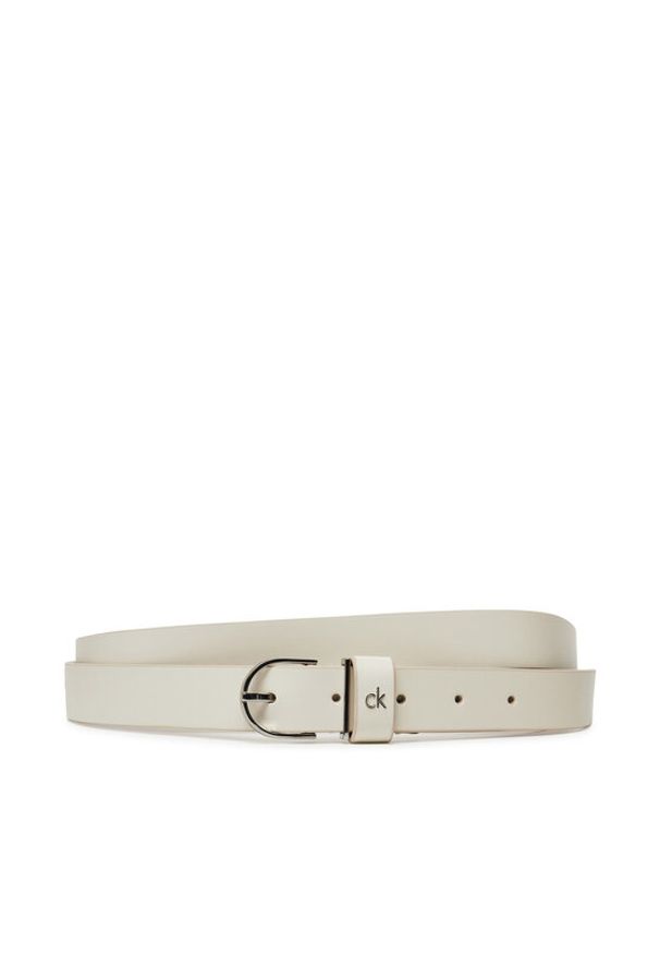 Calvin Klein Pasek Damski Ck Metal Loop Round Buckle 2.5 K60K613147 Biały. Kolor: biały. Materiał: skóra