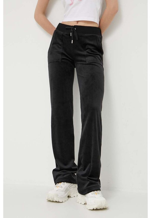 Juicy Couture spodnie dresowe Del Ray kolor czarny gładkie. Kolor: czarny. Materiał: dresówka. Wzór: gładki