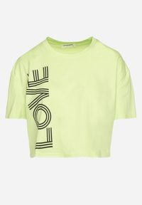 Born2be - Zielony Krótki Bawełniany T-shirt z Napisem Sannirra. Okazja: na co dzień. Kolor: zielony. Materiał: bawełna. Długość: krótkie. Wzór: napisy. Styl: klasyczny, casual