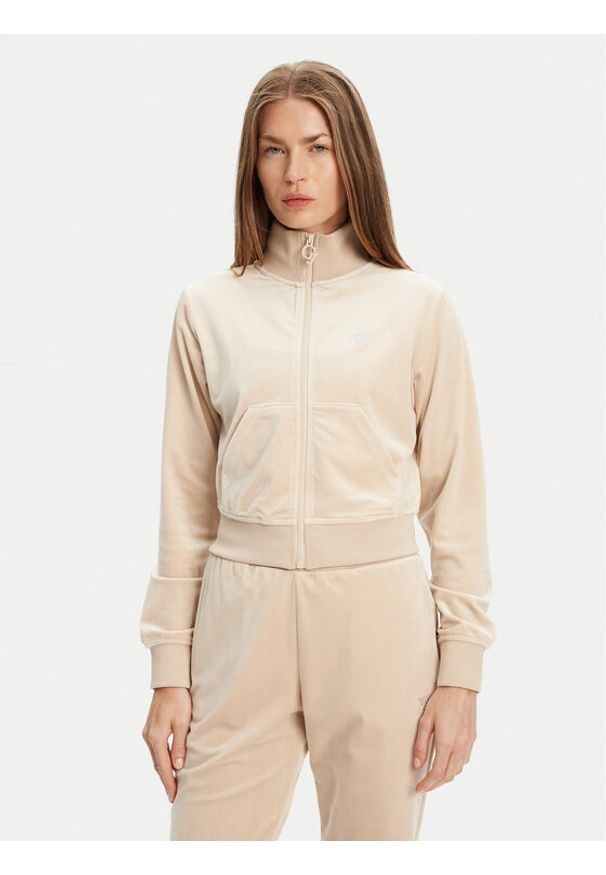 Guess Bluza V3BQ22 K0232 Beżowy Regular Fit. Kolor: beżowy. Materiał: syntetyk