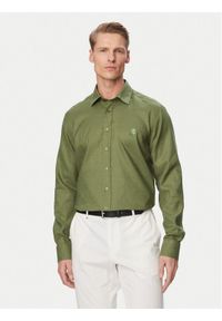 Karl Lagerfeld - KARL LAGERFELD Koszula 605084 562791 Zielony Regular Fit. Typ kołnierza: dekolt w karo. Kolor: zielony. Materiał: len #1