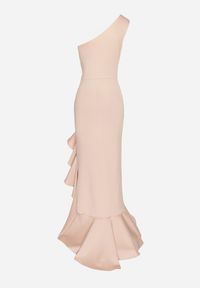 Born2be - Różowa Sukienka Asymetryczna z Ozdobną Falbaną Lunorilla. Kolor: różowy. Typ sukienki: asymetryczne #6