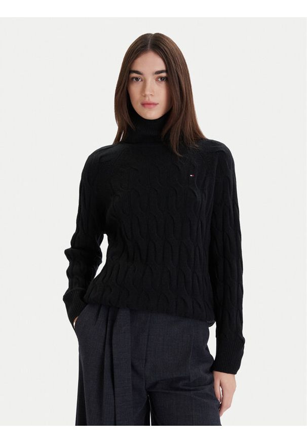 TOMMY HILFIGER - Tommy Hilfiger Golf WW0WW46791 Czarny Regular Fit. Typ kołnierza: golf. Kolor: czarny. Materiał: wełna