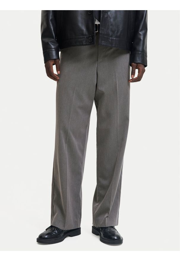 Jack & Jones Chinosy Bill 12293368 Szary Wide Leg. Kolor: szary. Materiał: syntetyk