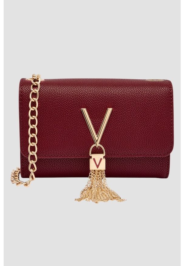 Valentino by Mario Valentino - VALENTINO Bordowa kopertówka Divina. Kolor: czerwony. Wzór: aplikacja. Materiał: zdobione. Styl: elegancki