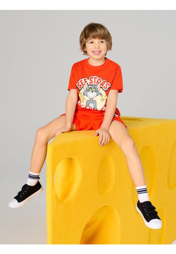 Sinsay - Koszulka Tom and Jerry - czerwony. Kolor: czerwony