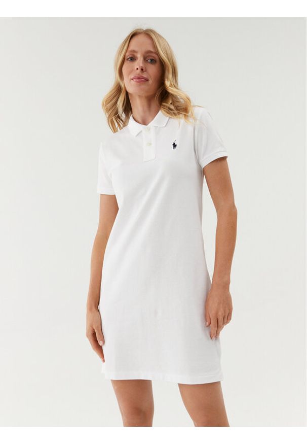 Sukienka codzienna Polo Ralph Lauren. Okazja: na co dzień. Typ kołnierza: polo. Kolor: biały. Materiał: bawełna. Typ sukienki: proste. Styl: casual