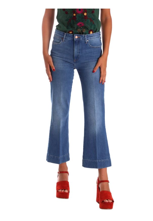 Wrangler - WRANGLER CROPPED FLARE DAMSKIE SPODNIE JEANSOWE JEANSY RETRO VIBES W230BG39W. Styl: retro