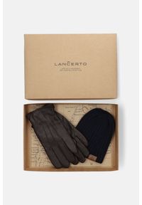 Lancerto - Zestaw Czapka Plus Rękawiczki. Materiał: skóra, wełna #1