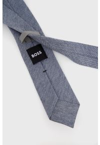 BOSS - Boss krawat kolor granatowy. Kolor: niebieski. Materiał: materiał