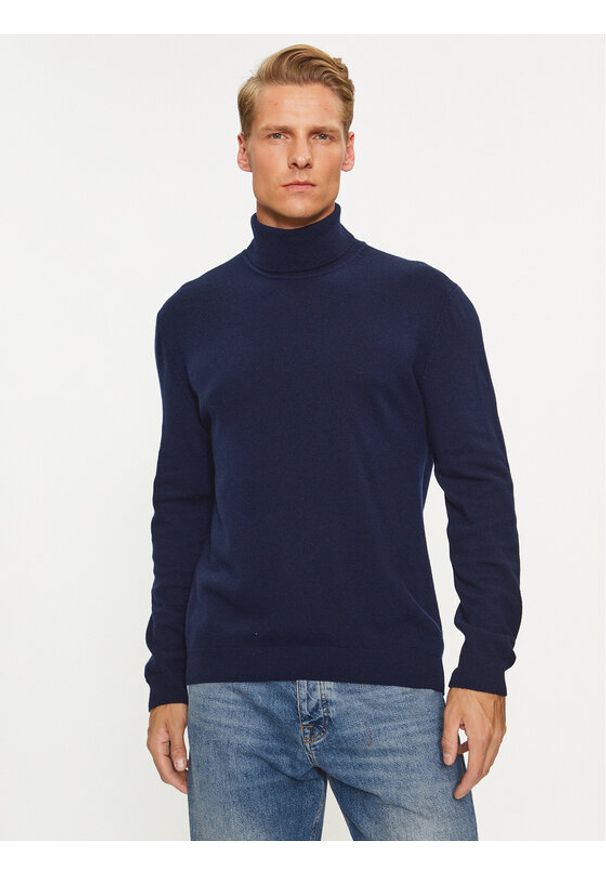 United Colors of Benetton - United Colors Of Benetton Golf 1002U2180 Granatowy Regular Fit. Typ kołnierza: golf. Kolor: niebieski. Materiał: wełna