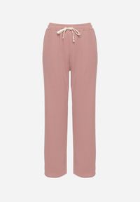 Born2be - Różowe Spodnie Dresowe z Gumką w Pasie i Szeroką Nogawką Mironia. Okazja: na co dzień. Kolor: różowy. Materiał: dresówka. Styl: casual, elegancki