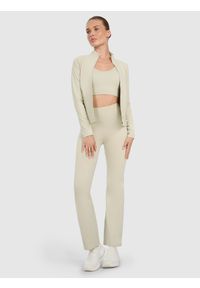 4f - 4F Spodnie treningowe szybkoschnące z prostymi nogawkami damskie - beżowe XS. Kolor: beżowy. Materiał: tkanina, syntetyk, materiał. Sport: fitness #2