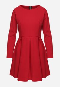 Born2be - Czerwona Elegancka Sukienka o Rozkloszowanym Kroju Temitonia. Kolor: czerwony. Długość rękawa: długi rękaw. Styl: elegancki #5