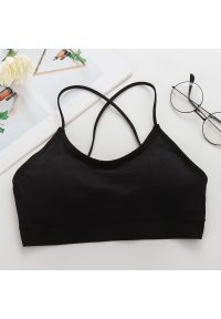 Intica - Biustonosz na cienkich ramiączkach z elastycznego materiału Unnie. Kolor: czarny. Materiał: materiał #1