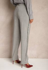 Renee - Szare Spodnie w Stylu Garniturowym High Waist Palvia. Okazja: na co dzień. Stan: podwyższony. Kolor: szary. Styl: klasyczny, casual, elegancki