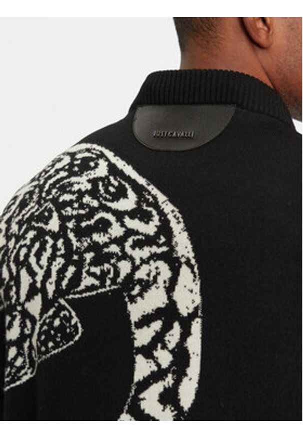 Just Cavalli Sweter 77OAFM40 Czarny Regular Fit. Kolor: czarny. Materiał: syntetyk