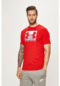 Under Armour t-shirt 1329581-101. Okazja: na co dzień. Kolor: czerwony. Materiał: materiał. Wzór: nadruk. Styl: casual #1