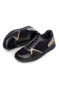 Wittchen - Męskie sneakersy ze skóry zamszowej i licowej granatowe. Okazja: na co dzień. Nosek buta: okrągły. Kolor: niebieski. Materiał: zamsz, skóra #4
