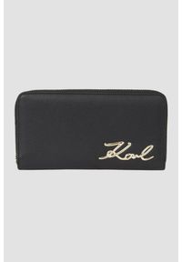Karl Lagerfeld - KARL LAGERFELD Czarny portfel K/signature. Kolor: czarny. Materiał: skóra