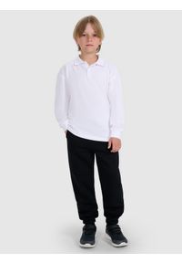 4f - 4F Spodnie dresowe joggery chłopięce - czarne 122 (6-7 lat). Okazja: na co dzień. Kolor: czarny. Materiał: dresówka. Wzór: gładki, ze splotem. Sezon: lato. Styl: sportowy, casual, młodzieżowy #1