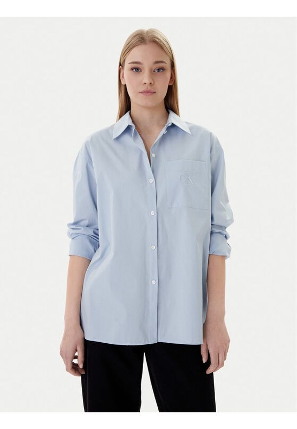 Calvin Klein Jeans Koszula LV047C143G Szary Relaxed Fit. Kolor: szary. Materiał: bawełna