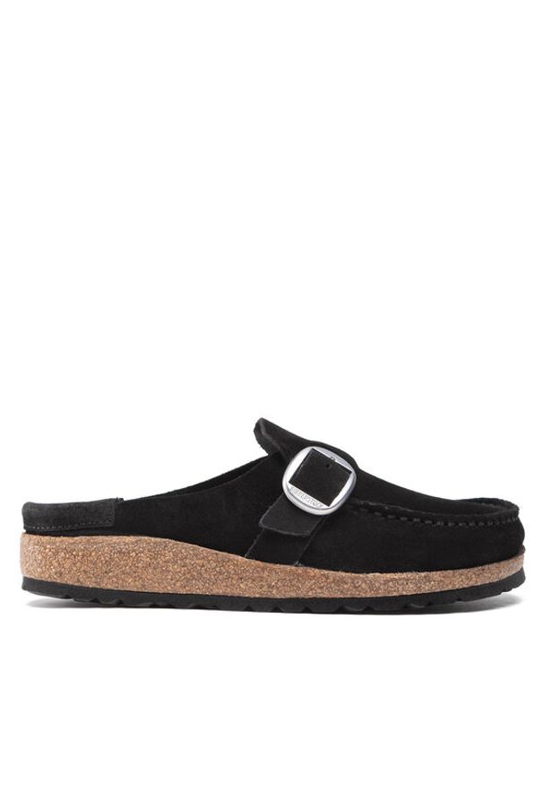 Birkenstock Klapki Buckley 1017826 Czarny. Kolor: czarny. Materiał: skóra, welur