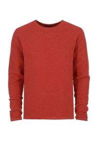 Ochnik - Czerwony sweter męski basic. Kolor: czerwony. Materiał: bawełna