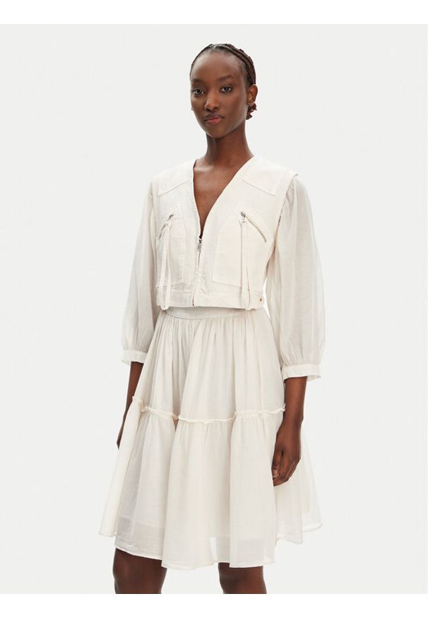 Pinko - PINKO Sukienka codzienna Frank 105251 A2MI Écru Regular Fit. Okazja: na co dzień. Materiał: bawełna. Typ sukienki: proste. Styl: casual