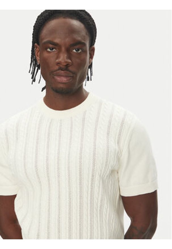 Lindbergh Sweter 30-804115 Écru Slim Fit. Materiał: bawełna