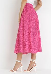 Born2be - Fuksjowa Plisowana Spódnica Maxi z Wiskozy Marano. Kolor: różowy. Materiał: wiskoza