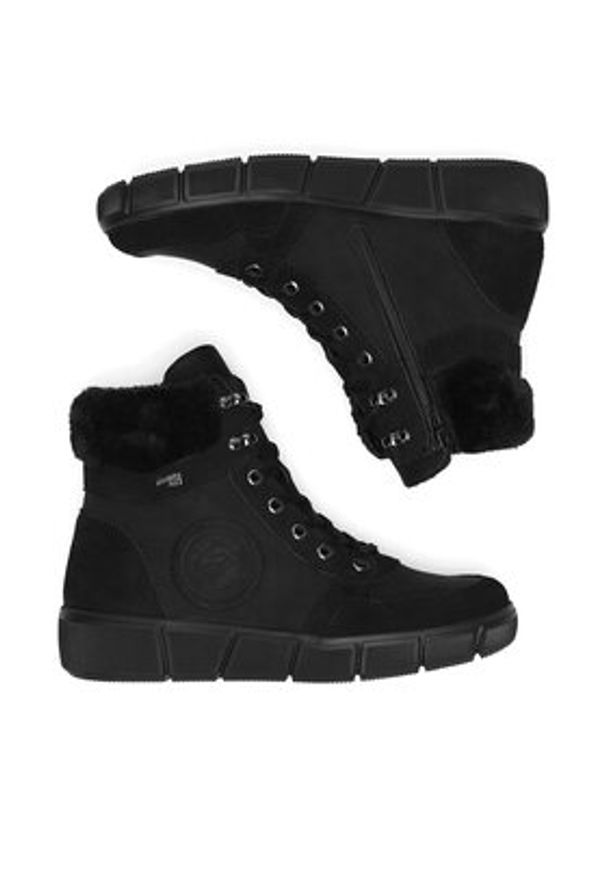 Remonte Trzewiki D1T74-00 Czarny. Kolor: czarny. Materiał: skóra