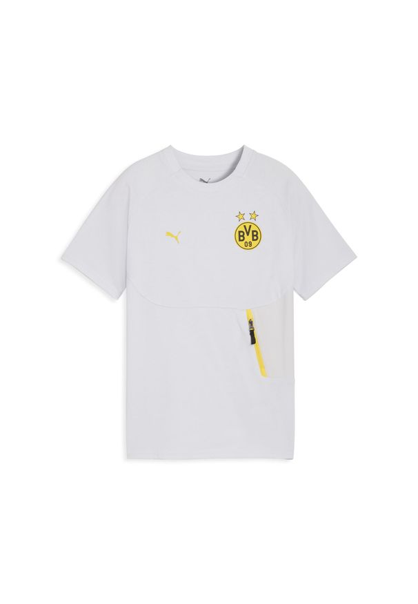 Puma - Młodzieżowa koszulka Borussia Dortmund PUMATECH z kieszenią PUMA. Kolor: szary, wielokolorowy, żółty. Sport: piłka nożna