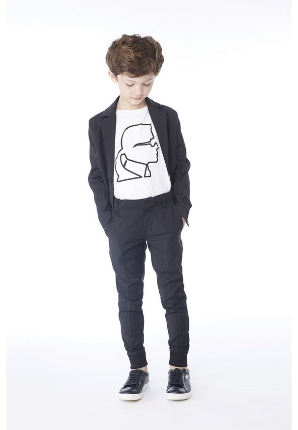 Karl Lagerfeld - T-shirt dziecięcy 126-150 cm. Okazja: na co dzień. Kolor: biały. Materiał: bawełna, dzianina. Wzór: nadruk. Styl: casual