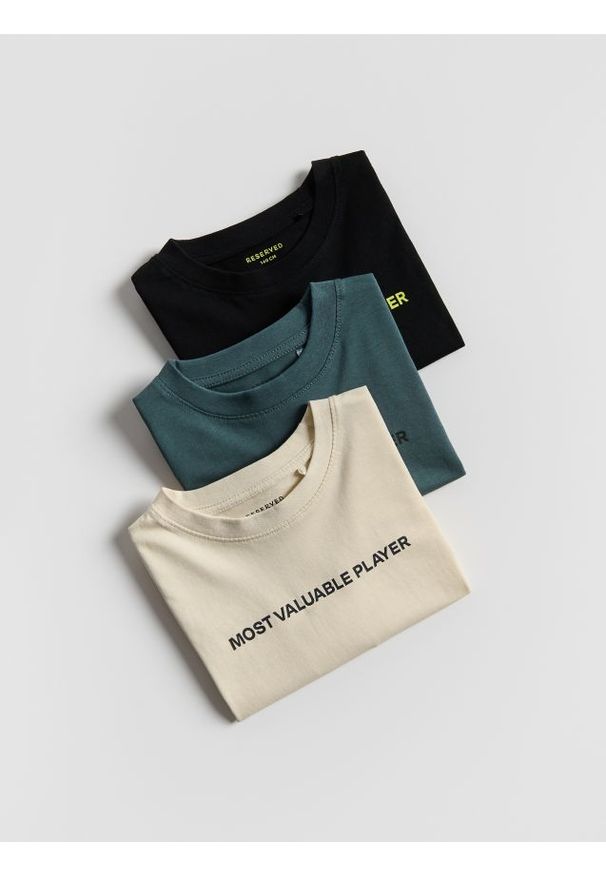 Reserved - Bawełniany longsleeve 3 pack - czarny. Kolor: czarny. Materiał: bawełna. Długość rękawa: długi rękaw