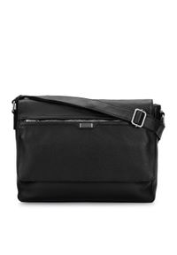 Wittchen - Męska torba na laptopa 11”/12” skórzana z kieszenią w klapie czarna. Kolor: czarny. Materiał: skóra. Styl: casual, elegancki #1
