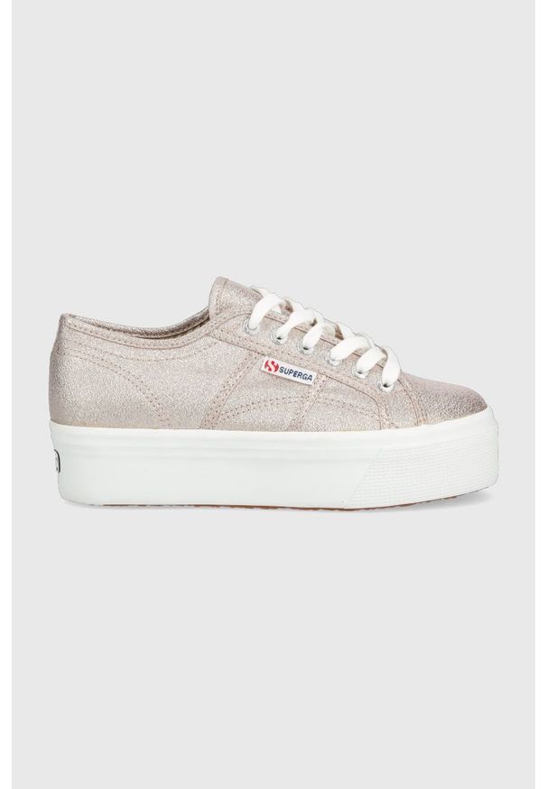 Superga tenisówki damskie kolor beżowy. Nosek buta: okrągły. Zapięcie: sznurówki. Kolor: beżowy. Obcas: na platformie