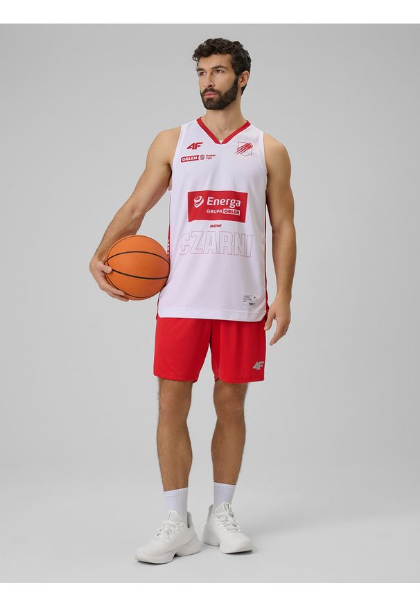 4f - 4F Koszulka meczowa replika domowa z sezonu 2025/26 męska 4F x Czarni Słupsk - biała 3XL. Kolor: biały. Materiał: materiał. Długość: długie. Wzór: nadruk