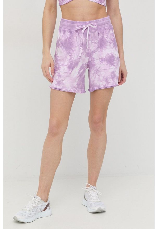 DKNY - Dkny szorty bawełniane DP2S5011 damskie kolor fioletowy wzorzyste high waist. Stan: podwyższony. Kolor: fioletowy. Materiał: bawełna