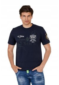 Aeronautica Militare - AERONAUTICA MILITARE Granatowy t-shirt męski. Kolor: niebieski. Długość rękawa: krótki rękaw. Długość: krótkie. Wzór: haft #4