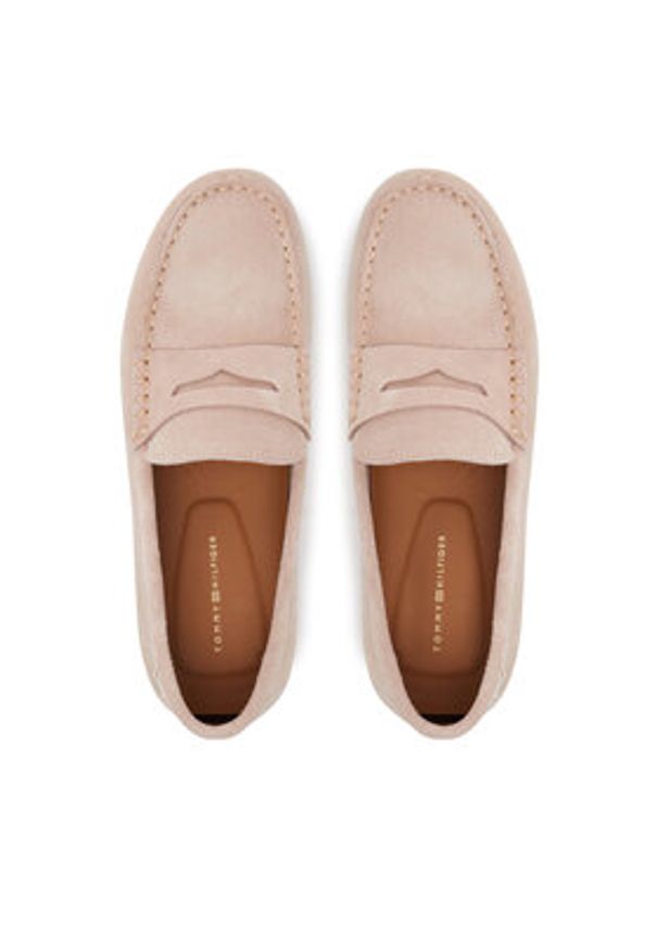 TOMMY HILFIGER - Tommy Hilfiger Mokasyny Flag Soft Suede Driver Loafer FW0FW08558 Różowy. Kolor: różowy. Materiał: skóra, zamsz