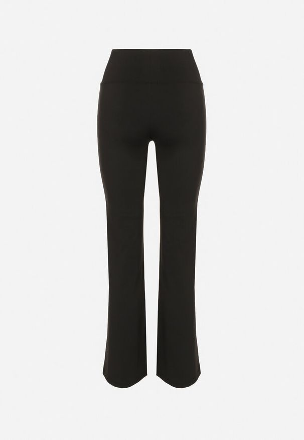 Born2be - Czarne Legginsy Dzwony z Wysokim Stanem i Szeroką Gumką w Talii Idoreia. Okazja: na co dzień. Stan: podwyższony. Kolor: czarny. Styl: elegancki, casual