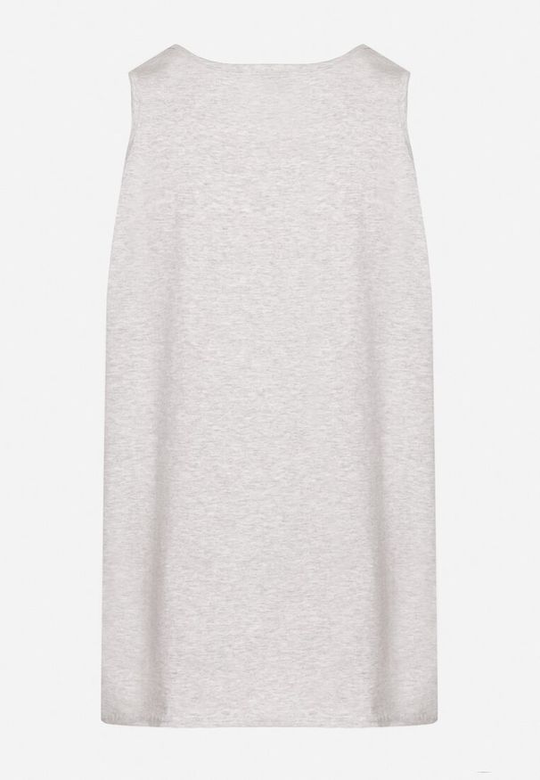 Born2be - Szara Bawełniana Koszulka Typu Tank Top Zianessa. Kolor: szary. Materiał: bawełna. Wzór: aplikacja