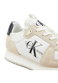 Calvin Klein Jeans Sneakersy Runner Sock Laceup Ny-Lth Wn YW0YW00840 Biały. Kolor: biały. Materiał: zamsz, skóra #4