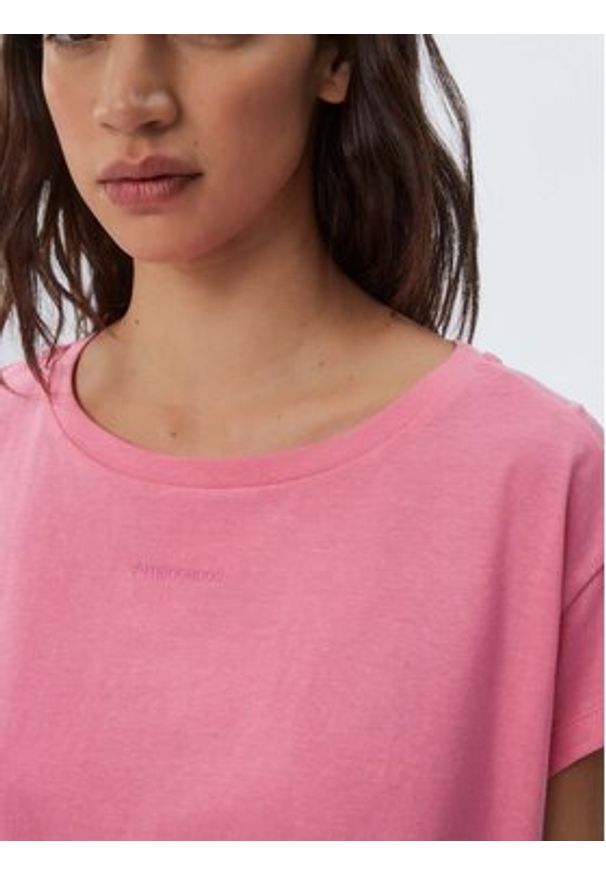 Americanos T-Shirt Houston Różowy Relaxed Fit. Kolor: różowy. Materiał: bawełna
