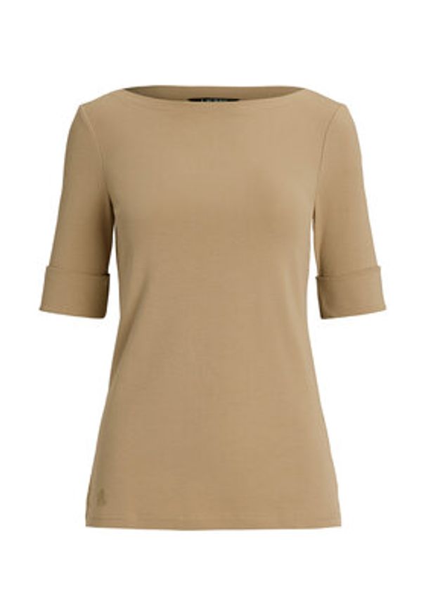 Lauren Ralph Lauren Bluzka 200654963177 Beżowy Slim Fit. Kolor: beżowy. Materiał: bawełna