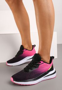 Born2be - Czarno-Różowe Buty Sportowe Sneakersy ze Sznurowaniami Risamay. Nosek buta: okrągły. Zapięcie: sznurówki. Kolor: czarny. Materiał: materiał. Obcas: na obcasie. Wysokość obcasa: niski