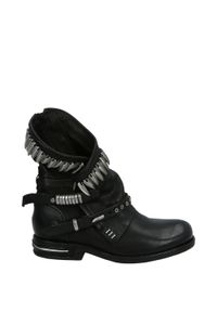 Venezia - CZARNE MOTOCYKLÓWKI Z DŻETAMI 516230 NERO. Kolor: czarny. Materiał: skóra, syntetyk. Szerokość cholewki: normalna. Obcas: na obcasie. Wysokość obcasa: średni #1